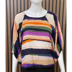 Anthropologie Maeve Women's S Purple Batwing  Blouse Top 100% Silk